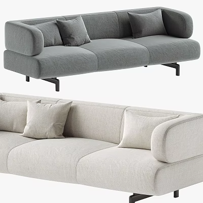 Modern Sectional Sofa Design With Gray And Beige Upholstery And Comfortable Cushions 3d model
