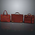 Brown Leather Briefcases In Three Different Styles With Handheld Straps And Classic Design 3d model