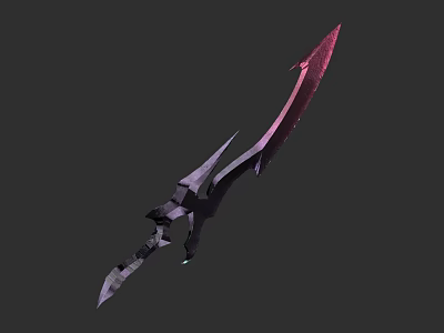 Sharp Red Blade Fantasy Weapon With Black Hilt And Unique Design 3d model