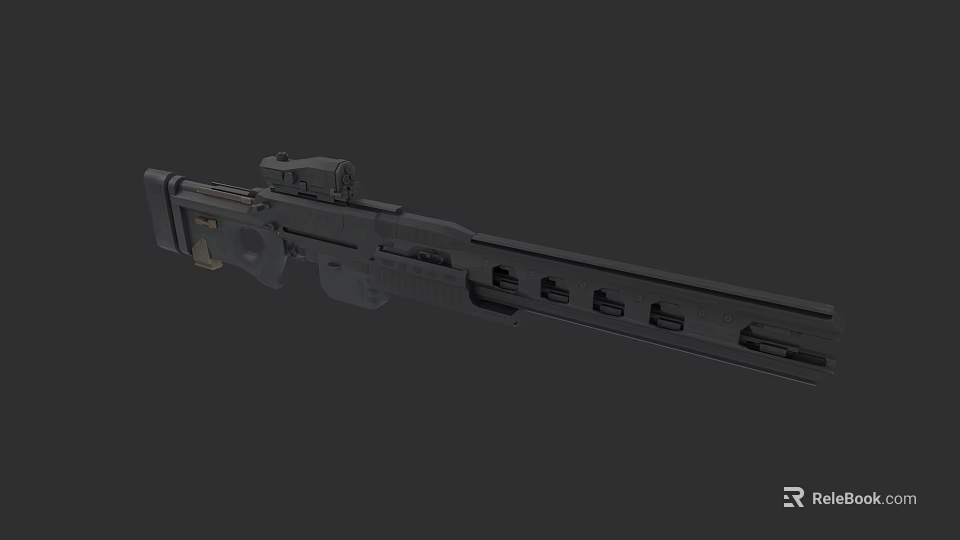 Tactical Sniper Rifle With Mounted Scope Hollowed Barrel And Ergonomic Grip 3d model 