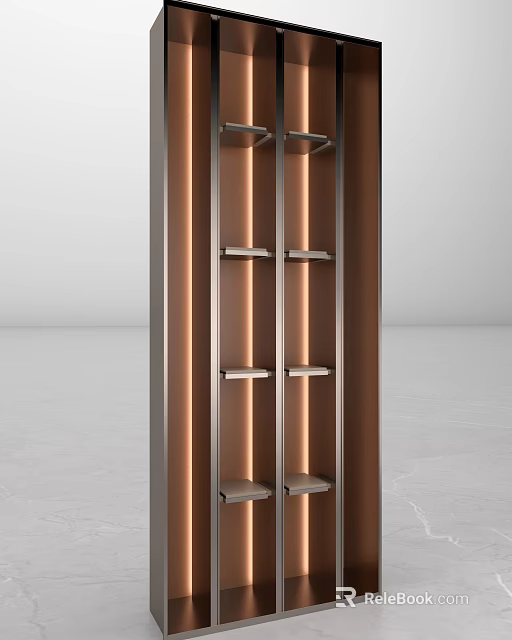 Sleek Modern Display Cabinet With Built In LED Lighting And Multiple Shelves 3d model 