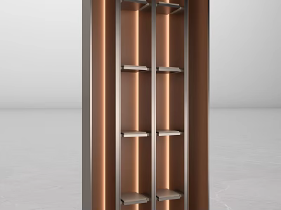 Sleek Modern Display Cabinet With Built In LED Lighting And Multiple Shelves 3d model