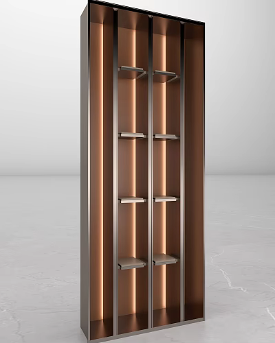 Sleek Modern Display Cabinet With Built In LED Lighting And Multiple Shelves 3d model
