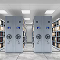 Archive Room Interior With Mobile Shelving Units Files And Digital Screens 3d model