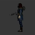 Detailed Game and Movie Character In Helmet Mask Armor With Weapon