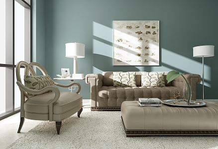 American Style Combination Sofa Combination 3d model