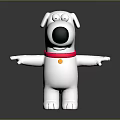 White Cartoon Dog Character With Red Collar Yellow Bell And Open Arms