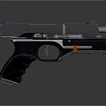 Modern Tactical Pistol With Black Grip Silver Barrel And Orange Accents 3d model