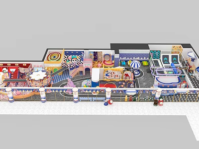 Colorful Safe Kids Playground With Slide Swing Trampoline Climbing Frame And Interactive Games 3d model