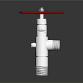 Industrial Valve With Silver Metal Body And Red Handwheel For Industrial Use