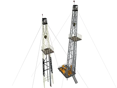 Large Industrial Drilling Equipment With Steel Structures And Working Platforms For Heavy Industry Operations 3d model