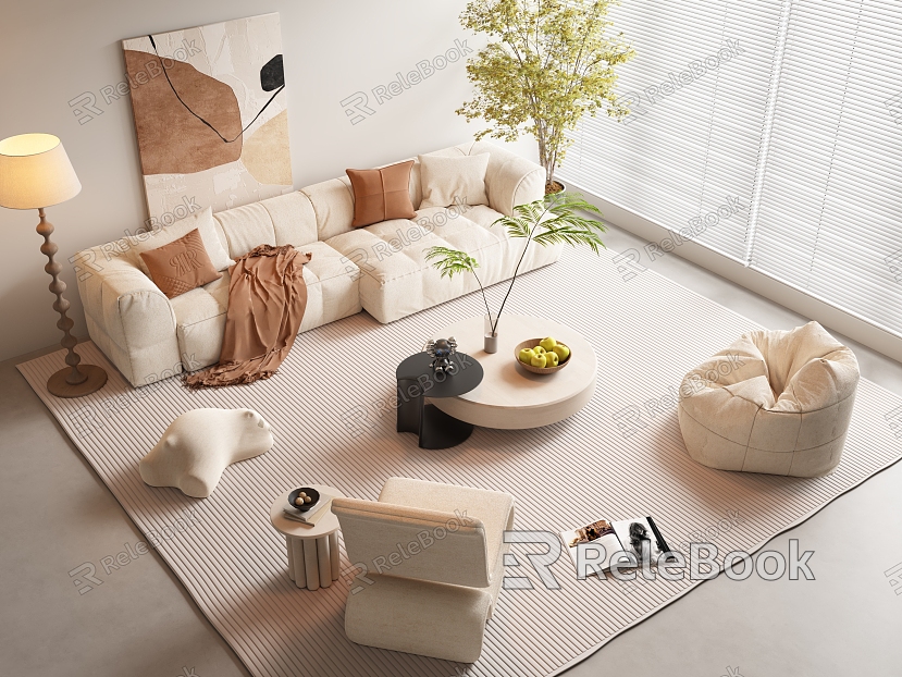 Modern Cream Style Sofa Coffee Table Combination Cream Sofa Coffee Table Combination model