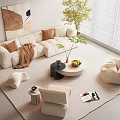 Modern Cream Style Sofa Coffee Table Combination Cream Sofa Coffee Table Combination 3d model