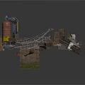 Tactical Military Scene Construction With Bricks Ladder Barrel And Sandbags