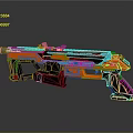 Orange and Blue Modern Futuristic Weapon with Sleek Gun Design and Vibrant Accents