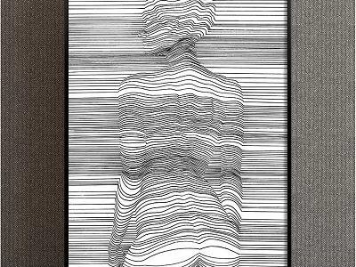 Modern Minimalist Black And White Line Art Of Female Back With Wavy Patterns 3d model