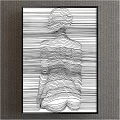 Modern Minimalist Black And White Line Art Of Female Back With Wavy Patterns