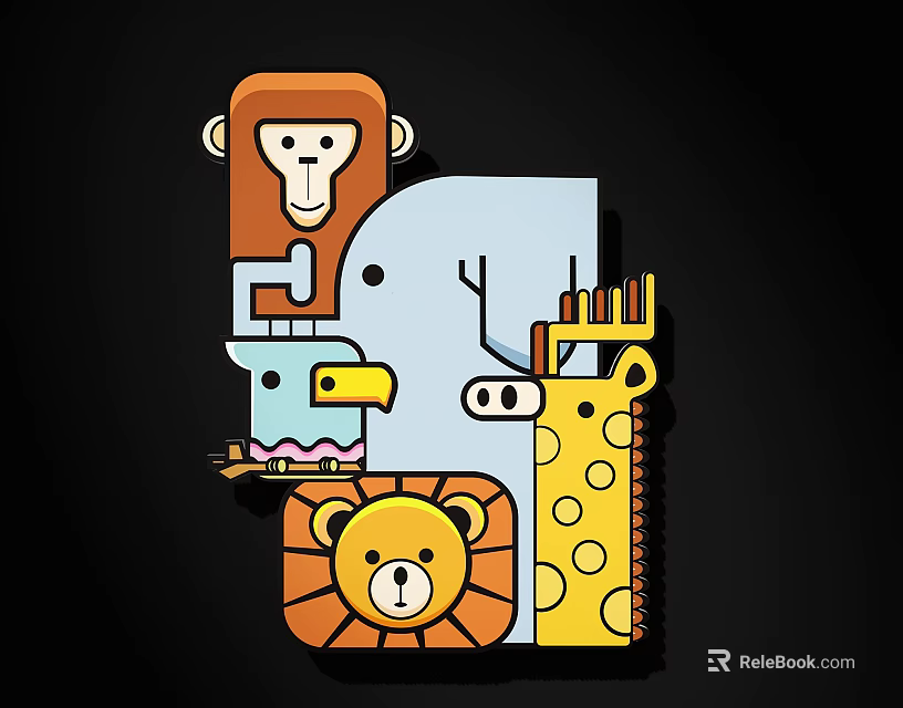 Cartoon Animal Decorated Door Arch With Lion Elephant Giraffe Monkey Designs 3d model 