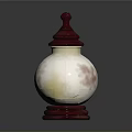 Transparent Glass Jar With Red Lid And Smooth Reflective Body On Base