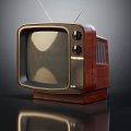 Vintage Television Set With Wooden Case Top Antenna And Retro Classic Design