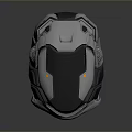 Advanced Futuristic Tactical Combat Helmet With Integrated Weapon System And Metallic Finish