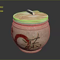 Ceramic Aquarium Fish Tank With Wooden Lid Red Black Decorative Patterns For Aquatic Use