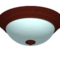 Elegant Ceiling Light With Red Carved Frame And White Lampshade 3d model