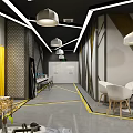 Modern Tea Academy Interior With Bar Counter And Display Shelves