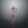 Medieval Battle Axe Weapon with Sharp Metal Blade and Wooden Handle Design