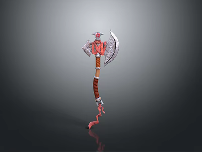 Medieval Battle Axe Weapon with Sharp Metal Blade and Wooden Handle Design 3d model