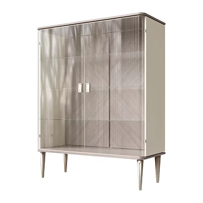 Elegant Modern Decorative Cabinet With Glass Doors And Metal Frame Slim Legs 3d model
