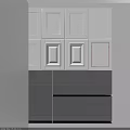 Wardrobe Doors With White Recessed Panel Design And Dark Gray High Gloss Smooth Surface 3d model