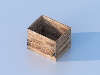 Wooden box storage basket 3d model