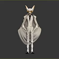 Game and Movie Character With Fox Ears Formal Suit Light Colored Cape and Stylish Pose