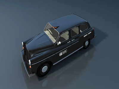 Classic Black Vintage Taxi Car With Retro Design And Logo Details 3d model