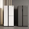 Modern Sleek Double Door Refrigerators in White and Gray for Kitchen Interior Design