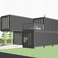 Modern Black Container Guesthouse Building With Glass Windows And Balcony Design