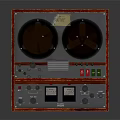 Vintage Red Reel to Reel Tape Recorder With Metal Panel Knobs Buttons and Meters