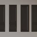 Four Black Doors With Slightly Different Styles Arranged On Gray Background 3d model