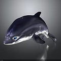 3D Rendered Fantasy Dolphin Character With Blue Shiny Body Red Accents And Blue Eyes