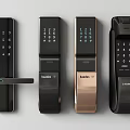 Smart Door Locks With Various Designs Numeric Keypads And Handles 3d model