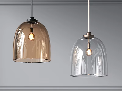 Modern Minimalist Pendant Lights With Transparent And Amber Glass Shades for Interior 3d model