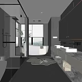 Modern Bathroom Interior Design With Glass Shower Enclosure Freestanding Bathtub Double Vanity And Marble Countertops
