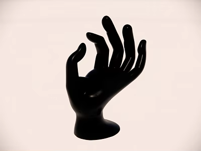 Contemporary Black Hand Sculpture With Abstract Fingers And Decorative Stand 3d model