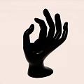 Contemporary Black Hand Sculpture With Abstract Fingers And Decorative Stand