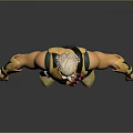 Muscular Warrior Character With Yellow Armor Blue Pants And Green Pouch