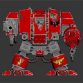 Red Mechanical Armored Creature With Heavy Weapon And Detailed Armor Design 3d model