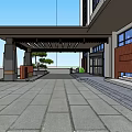 Modern Hotel Lobby Interior With High Ceiling Columns And Reception Desk