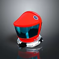 Weapon Helmet With Red Shell Blue Transparent Visor And Silver Base Design 3d model