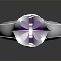 Elegant Silver Ring With Purple Gemstone And Intricate Band Design 3d model